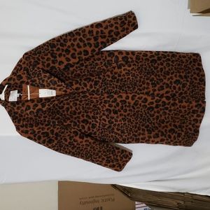 Womans Long Leppard Print Car Coat